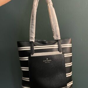 Kate Spade Black and White Striped Tote